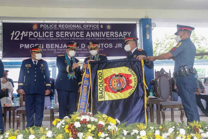 bcpo-top-police Bacolod City Police Office (BCPO) bags the Best City Police Office in Western Visayas award as well as the best city police office in the campaign against illegal drugs during the celebration of the 121st Police Service Anniversary. PRO-6