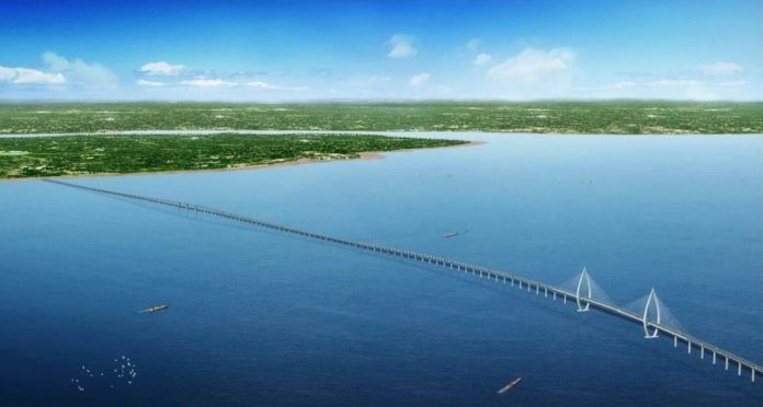 The Panay-Guimaras-Negros Bridge has two components: the 13-kilometer Panay-Guimaras (Section A) which will have a sea-crossing bridge length of 4.97 kilometers; and the Guimaras-Negros (Section B) with a total length of 19.47 kilometers, including a sea-crossing bridge length of 13.11 kilometers. DPWH