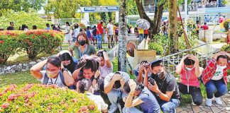 Employees of the Pandan municipal government actively participate in the Sept. 8 nationwide simultaneous earthquake drill. PANDAN MAYOR TOMAS U. ESTOPEREZ, JR.