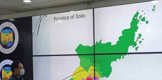 ASF COLOR-CODED ZONES. Gov. Arthur Defensor Jr. presents the map of Iloilo where all towns and the component city of Passi, plus Iloilo City, were placed under corresponding African Swine Fever (ASF) color-coded zones after Oton town was declared a “red (infected) zone” because of confirmed ASF cases. The color-coding scheme, provided under the governor's latest executive order, was based on Department of Agriculture Administrative Order 02-2020. AJ PALCULLO/PN