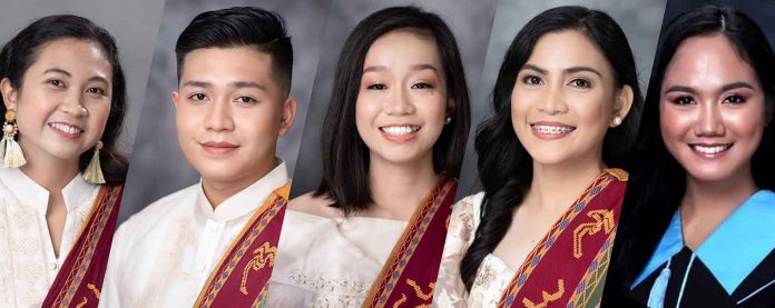 DOST (From left) Cherry Dale C. Templonuevo, Joseph Keith Paulo T. Nava, Marriane Joyce S. Herrada, Yessamin T. Lebaquin, and Ferla Pearl O. Palomar in their graduation photos which commemorate not only earning their bachelor's degrees but also their topnotcher ranks in the October 2022 Fisheries Technology board examination.