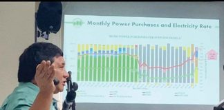 THE PRESIDENT AND LEGISLATORS. MORE Electric and Power Corporation (MORE Power) president Roel Castro presents to the Sangguniang Panlungsod of Iloilo City and to the various stakeholders the reason behind the increase in the power rate. He also lays down the plans of the distribution utility in the hope of bringing down the rates.