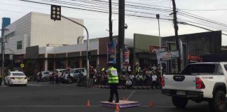 Photo shows yesterday's (October 5) elimination round of the 2022 "Dancing Traffic Enforcers" competition at Corner Lacson St., BS Aquino Drive.