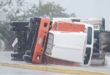 Strong winds upturn this orry in Tecuala, Nayarit state, Mexico. REUTERS