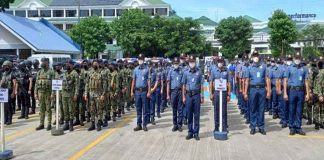 A total of 1,165 security personnel from the Armed Forces of the Philippines and Philippine National Police will be deployed to ensure peace and order during the MassKara Festival 2022 in Bacolod City from Oct. 1 to 30, 2022. BCPO director, Police Colonel Thomas Joseph Martir presented the security forces to MassKara Festival Yuhum Foundation director, Atty. Pinky Mirano-Ocampo, during the send-off ceremony yesterday. BROWN EAGLE/FB PHOTO
