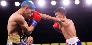 Filipino boxer Jerwin Ancajas lands a left straight to the face of Argentinian Fernando Daniel Martinez. SHOWTIME BOXING PHOTO