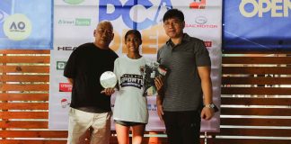 Ilongga netter Louraine Jallorina received her medal following her gold medal finish in the 12-and-Under category. PCA OPEN PHOTO