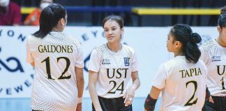 Negrense setter Cassie Carballo (24) had a solid game in University of Santo Tomas Golden Tigresses’ win over the San Beda University Lady Red Spikers. V-LEAGUE PHOTO