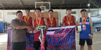 University of San Agustin-Iloilo’s Franc Steven Tono receives his Under-23 category MVP medal from NBTC Region 6 head Richard Gabayoyo. PHOTO COURTESY OF JOPHIL CERCADO