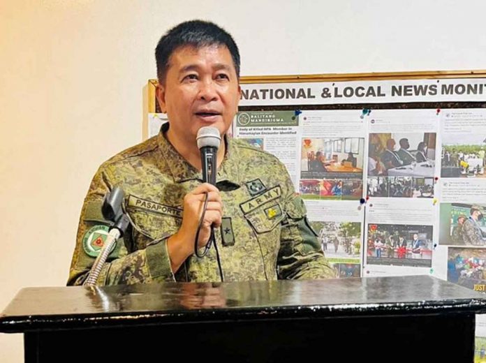 pasaporte Philippine Army's 303rd Infantry Brigade commander, Brigadier Gen. Inocencio Pasaporte, advised the troops in Negros Occidental that they could still drink, but should choose a more private location to prevent any untoward incident. BROWN EAGLE FACEBOOK PAGE PHOTO