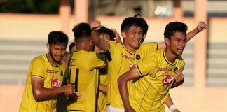 Members of the Kaya Futbol Club-Iloilo celebrate after winning their match against United City Football Club at the Iloilo Sports Complex on Nov. 12, 2022. KAYA FUTBOL CLUB PHOTO
