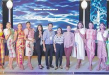 Anyag Iloilo Fashion Show at the Northpoint Event Center of SM City Iloilo on Dec. 11 featured the 18 Miss Iloilo 2023 candidates. Photo also shows (10th-13th from left) SM City Iloilo assistant mall manager Jasmine Lynn Maquiling, Iloilo Festivals Foundation Inc. (IFFI) chairman Judgee Peña, and Miss Iloilo Committee chairman Sara Peña and co-chairman Beverly “Pangging” Rosales. ILOILO CITY MAYOR’S OFFICE PHOTO