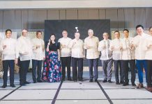 Senior Group General Manager Andrea Mastellone (6th from right) and the other properties’ general managers were joined onstage for a toast by Fernando Zobel de Ayala (7th from right); Junie Jalandoni (left), chairman of Ayala Land Hotels and Resorts Corp. (AHRC); Al Legaspi, AHRC director (5th from left); and Javier Hernandez, AHRC president and CEO (right) during Seda Hotels’ anniversary event in its flagship hotel, Seda BGC.