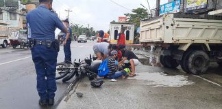 Two motorcycle-riding men figured in an accident in an attempt to overtake a truck in Barangay Tigayon, Kalibo, Aklan on Friday morning, Dec. 9. The driver died. MDRRMO KALIBO PHOTO
