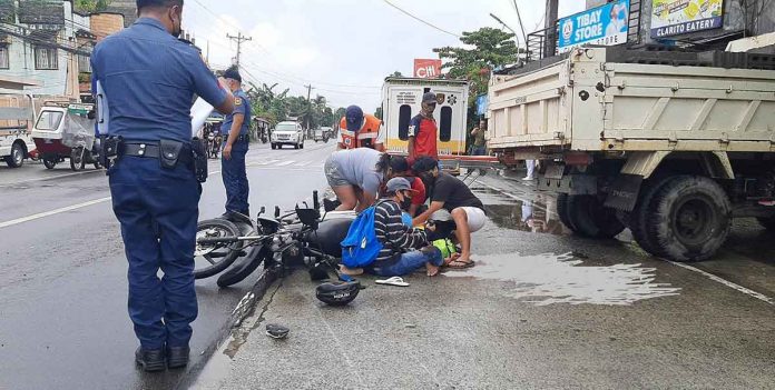 accident Two motorcycle-riding men figured in an accident in an attempt to overtake a truck in Barangay Tigayon, Kalibo, Aklan on Friday morning, Dec. 9. The driver died. MDRRMO KALIBO PHOTO