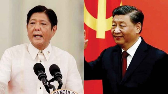 Philippine President Ferdinand “Bongbong” Marcos Jr. (left) and Chinese President Xi Jinping.