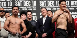 Ring icon Manny Pacquiao easily demolished South Korean martial artist DK Yoo in their sixth-round exhibition match on Sunday afternoon in Seoul, South Korea. AP