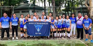 Bacolod Tay Tung High School Thunderbolts elementary girls volleyball team with the coaching staff. PHOTO COURTESY OF ROBERTO CALAMBA JR.