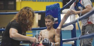Filipino boxer Miel Fajardo needed just 10 seconds to beat Thai fighter Sarawut Jiamthong and capture the vacant ASEAN Boxing Federation flyweight belt. REALFIGHT PH PHOTO