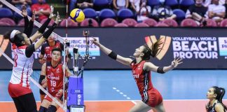 Ilongga Aiza Maizo-Pontillas of Petro Gazz Angels (in white) tries to block the shot of Cignal HD Spikers’ Rachel Anne Daquis (in red). PVL PHOTO