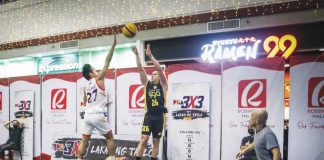 TNT Tropang Giga’s Almond Vosotros attempts a three-pointer against the defense of CAVITEX Braves’ Pedrito Galanza. PBA PHOTO