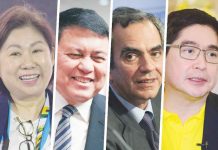 (From left) Teresita Sy-Coson, Manuel Villar, Enrique Razon Jr., and Lance Gokongwei. PHOTO COURTESY OF ABS-CBN NEWS