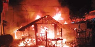 Fire gutted five houses in Barangay Poblacion, Culasi, Antique on Saturday, Jan. 14. BFP CULASI & DIOSELLY QUEENIE ELIZAGA 