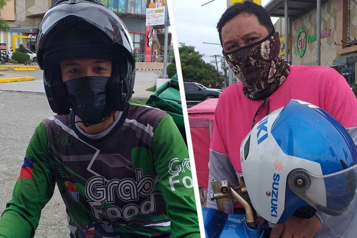delivery-riders Delivery riders Edson Nofable and Alexander Ayona said their livelihood was disrupted by the phone signal jamming during the Dinagyang Festival 2023 on Jan. 21 to 22. IME SORNITO/PN