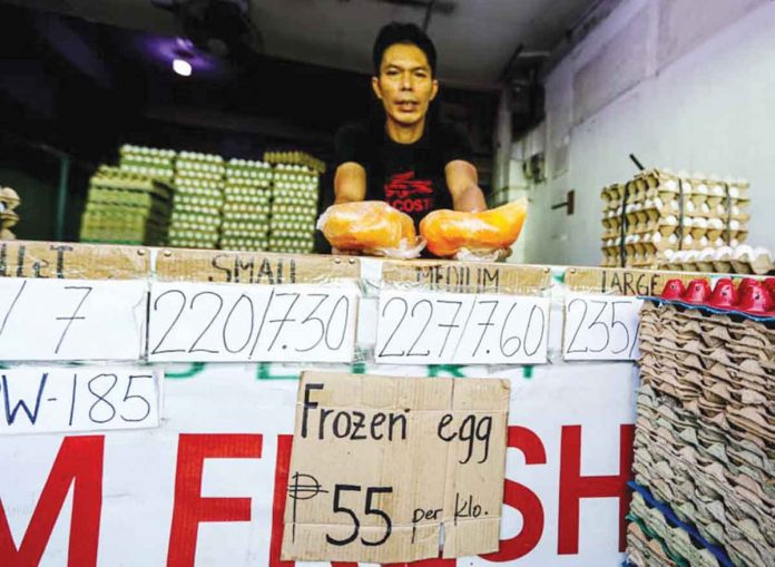 frozen-eggs Frozen eggs are being sold at P55 per kilo, as an alternative to the rising price of regular eggs, at a store in Quezon City on Monday, Jan. 30. JIRE CARREON/ABS-CBN NEWS PHOTO