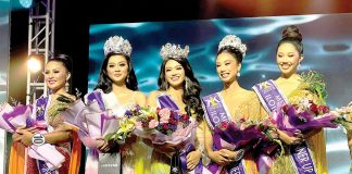 Raniele Shaine S. Saulog (center) from Cabatuan, Iloilo was crowned Miss Iloilo 2023 on Wednesday night at the Iloilo Convention Center. With her are (from left) fourth runner-up Jeraldine Quimson, first runner-up Chloei Darl Gabales, second runner-up Tracy Lois Bedua, and third runner-up Ma. Cristina Isabel Tallador.