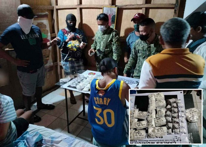 shabu-1 Twenty-year-old drug pushing suspect Matthew James Bacos yields 29 sachets of suspected shabu valued at P6.8 million in a drug buy-bust operation in Carles, Iloilo on Wednesday night, Jan. 18. IPPO PHOTO