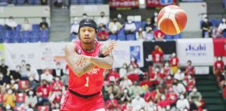 Bobby Ray Parks Jr. contributed seven points in Nagoya Diamond Dolphins’ win over Ibaraki Robots. JAPAN B.LEAGUE PHOTO
