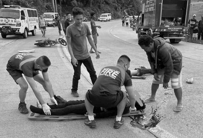 Batad VA A motorcycle accident killed two and injured one in Batad, Iloilo on Wednesday. BFP RSIX BATAD FIRESTATION
