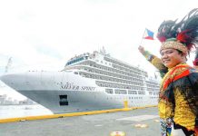 Silver Spirit cruise ship carrying 317 passengers was welcomed by Tourism and city government officials, along with performers of native Philippine music and dance at the Manila South Harbor on Wednesday, Feb. 15, 2023. PNA PHOTO BY YANCY LIM