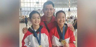 Iloilo MVP Taekwondo Gym head coach Denmark Pinggol with two of his taekwondo jins. PHOTO COURTESY OF DENMARK PINGGOL