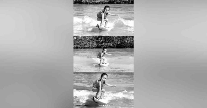 lilo Andi Eigenmann and champion surfer Philmar Alipayo’s three-year-old daughter Lilo is now learning how to surf.