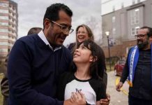 Nicaragua opposition figures deported to US Felix Maradiaga hugs his daughter as he celebrates his arrival in the US. REUTERS