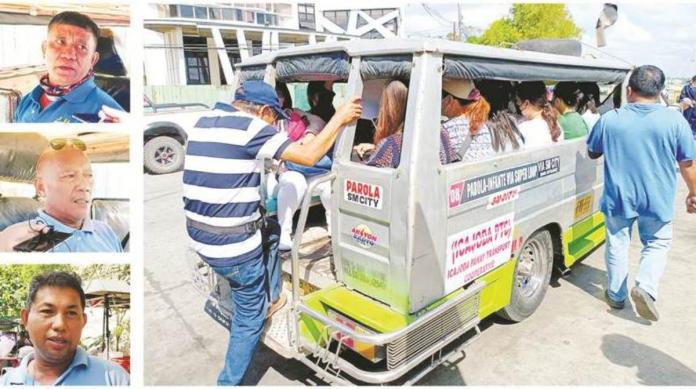 front pic and caption Traditional jeepney drivers Carlito Silva, Ogie Ramos and Allan Jamili are not in favor of reducing the minimum fare by P3. The Department of Transportation recommended these fare discounts: P9 from the current P12 for traditional jeepneys and P11 from P14 for modern jeepneys. AJ PALCULLO/PN