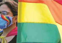 Members of the LGBT community carry rainbow flags and shout slogans during the UP Pride March in UP Diliman. JONATHAN CELLONA, ABS-CBN NEWS/FILE PHOTO