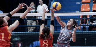 Bacolodnon Joan Doguna of the Lyceum of the Philippines Lady Pirates scores against a Mapua Lady Cardinals defender. PHOTO BY GMA SPORTS/NCAA