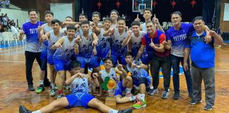 Members of Bacolod Tay Tung High School Thunderbolts celebrates after ruling the 1st United Basketball League Aspirants Basketball Cup 2023. PHOTO COURTESY OF STEPHEN TAN