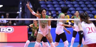 Ilongga Amie Provido had her best game for De La Salle University Lady Spikers against the University of the East Lady Warriors with six points. UAAP PHOTO