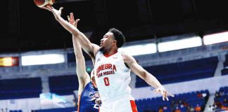 Jeremiah Gray came up with huge three-pointers in Barangay Ginebra San Miguel Kings’ fourth quarter uprising against Meralco Bolts. PBA PHOTO