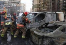 Russian air strikes hit cities across Ukraine Emergency workers attended burning cars damaged by the Russian missile strikes in Kyiv, the capital of Ukraine. REUTERS