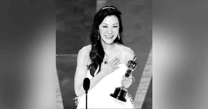Michelle Yeoh accepts the best actress award for “Everything Everywhere All at Once” onstage during the 95th Annual Academy Awards at Dolby Theatre on March 12, 2023 in Hollywood, California. KEVIN WINTER/GETTY IMAGES