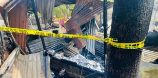 Fire gutted eight homes, killing a handicapped mother and her three-year-old child in Barangay Taculing, Bacolod City, yesterday, April 17. RADYO BANDERA-BACOLOD