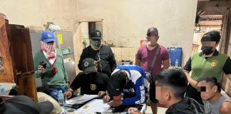 Elements of the Aklan Provincial Drug Enforcement Unit, Philippine Drug Enforcement Agency and Kalibo municipal police station apprehended a meat vendor during a buy-bust operation on Sunday, April 23, in Kalibo, Aklan. PDEA REGION 6 PHOTO