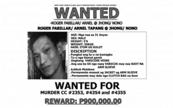 P900K Reward for suspect The Philippine Army releases this photo of the alleged New People's Army hitman and suspect in three murder cases. The reward was raised from to P900,000 on Thursday, April 7. 79TH INFANTRY BATTALION PHOTO