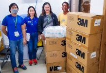 PCPC donates PPEs for oil spill cleanup Palm Concepcion Power Corporation external affairs specialist, Engr. Cleope Lena (second from left), handed over the personal protective equipment to personnel of the Environmental Management Bureau Region VI on March 16.