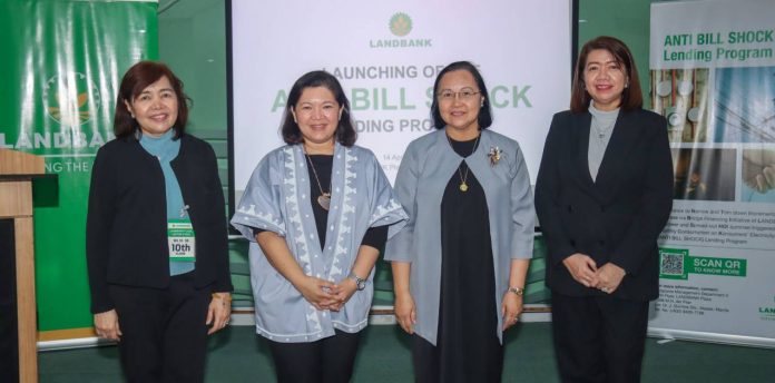 PR Photo - LANDBANK assists power firms with ‘anti-bill shock’ program(1) LANDBANK President and CEO Cecilia Cayosa Borromeo (2nd from right) leads the launching of the new LANDBANK ANTI BILL SHOCK Lending Program, designed to provide financing to electric distribution companies while cushioning households from paying higher electricity bills. She is joined by Energy Regulatory Commission (ERC) Chairperson Atty. Monalisa C. Dimalanta (3rd from right), National Electrification Administration (NEA) Deputy Administrator Leila B. Bonifacio (leftmost), and LANDBANK Senior Vice President Ma. Celeste A. Burgos (rightmost).